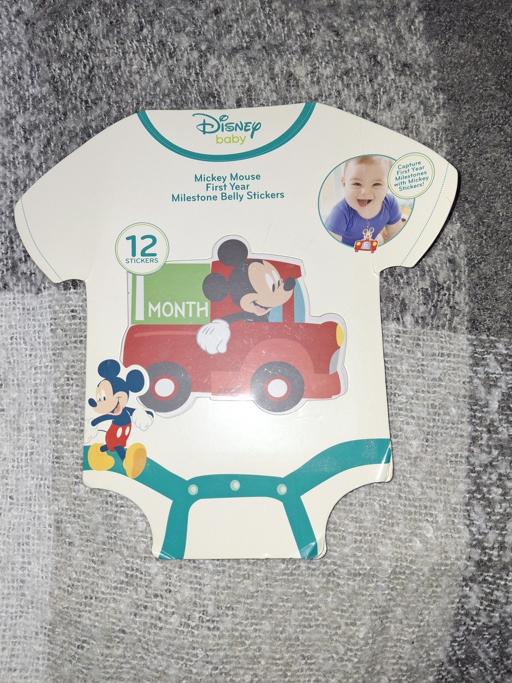Disney Baby Mickey Mouse Red and Teal Milestone Belly Stickers